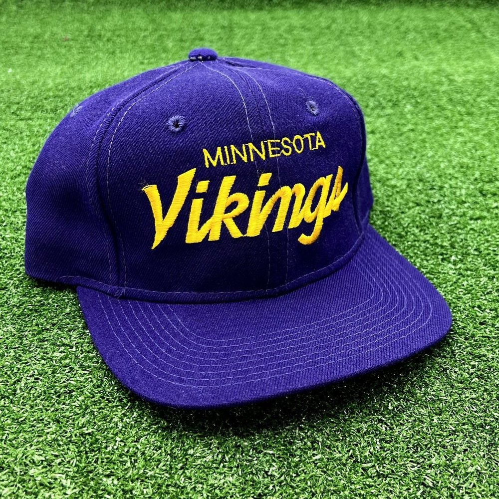 Vintage Minnesota Vikings Sports Specialties Single Script Snapback Hat Wool
